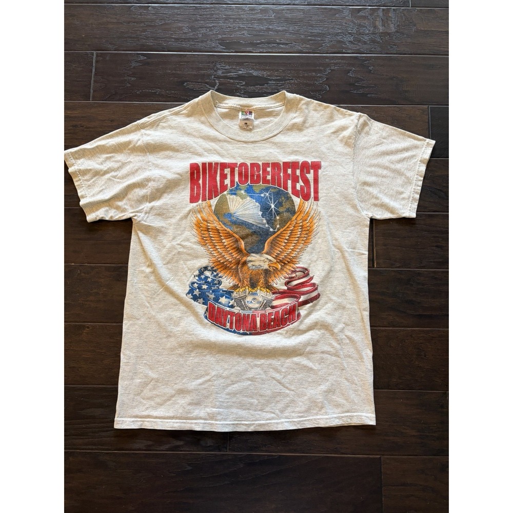 Vintage Biketoberfest 2000 Daytona Beach T Shirt Mens Large Gray Fruit of Loom